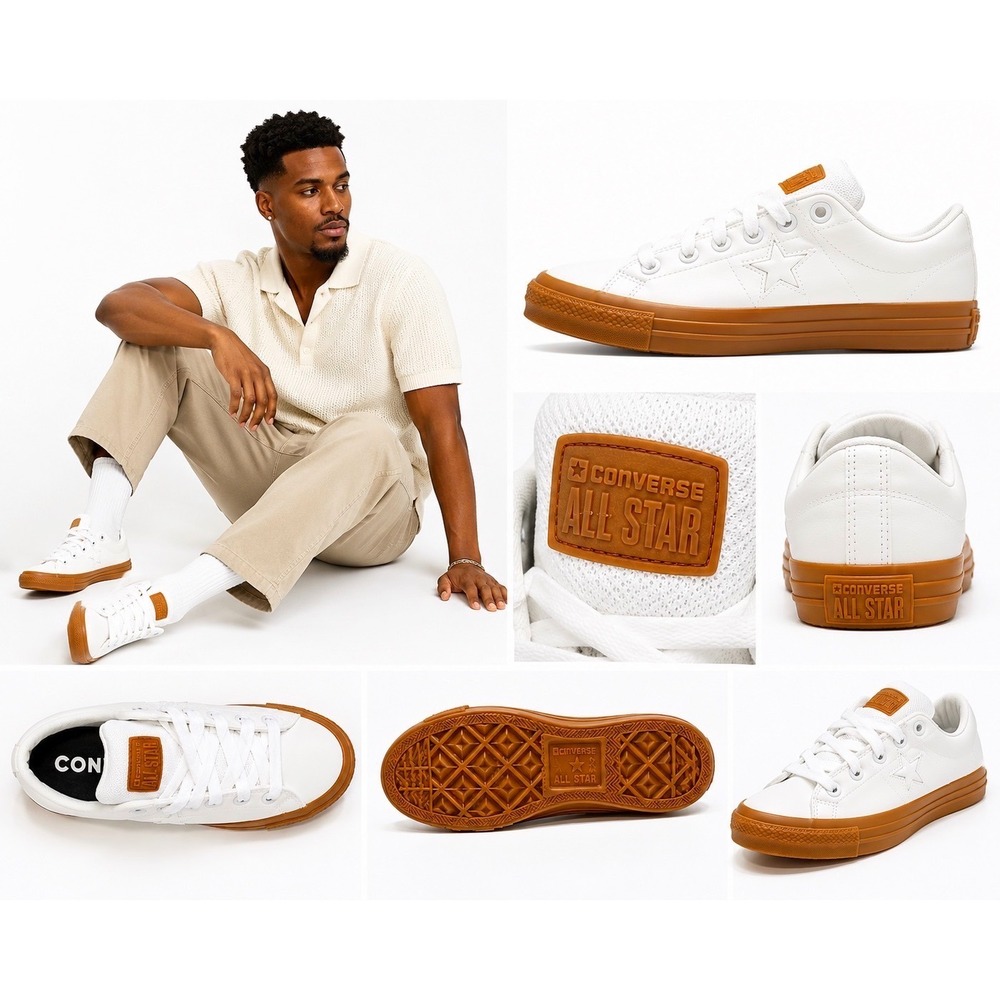 Converse One Star Pro Ox White Gum Sole Sneakers M9 W10.5 Streetwear Chic 106-33